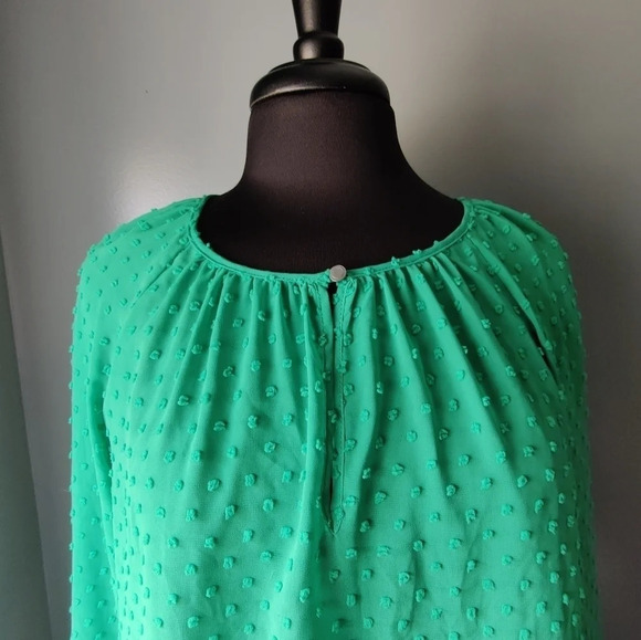 J. Crew Green Sheer Keyhole Blouse - Picture 2 of 4